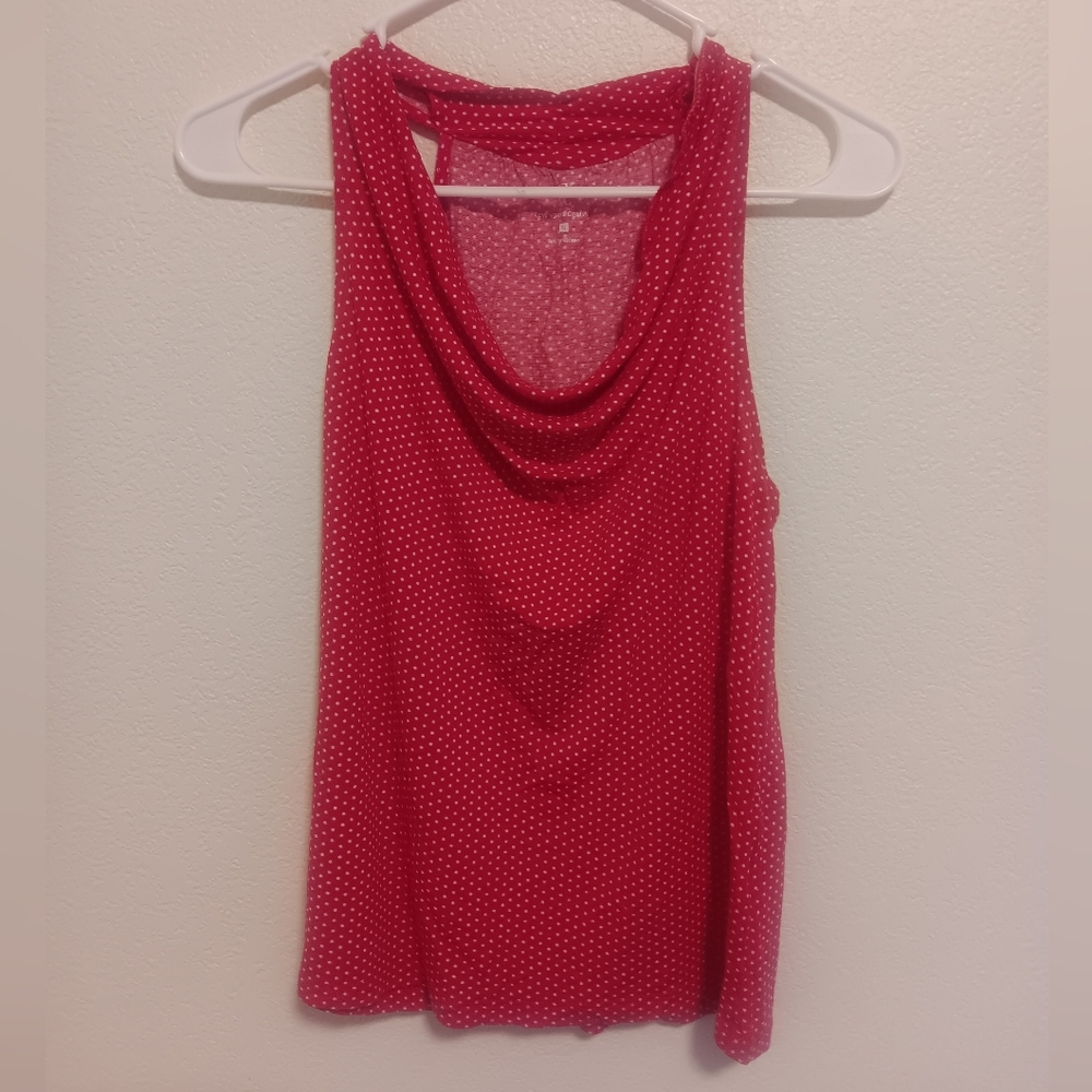 Red Polka Dot Cowl Neck Top